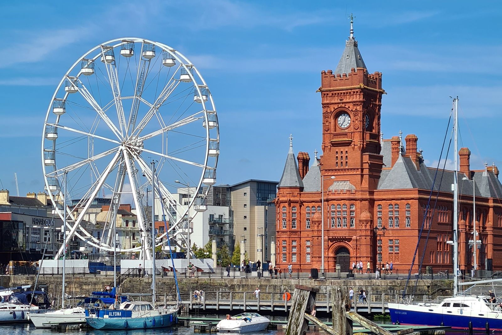 Cardiff Bay wheel and Pierhead Building